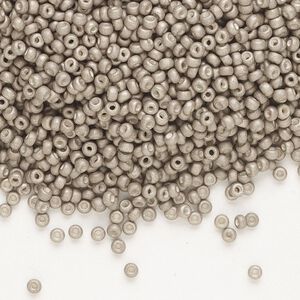 Seed bead, Miyuki, glass, pkg/25g, #11 rocaille, opaque matte galvanized pewter, (RR-2091).
