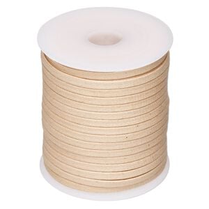 Cord, waxed cotton, natural, 3mm flat. Sold per 25-meter spool.