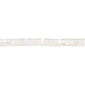 Mother-of-pearl shell 1pkg1, heishi bead 15.5 to 16 inch white 3x2mm