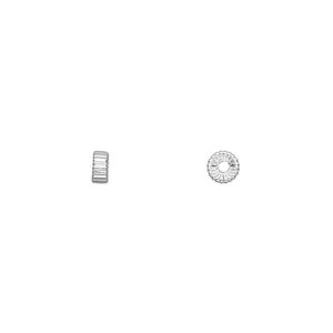 Bead 1pkg10 sterling silver, 4.5x2mm corrugated rondelle