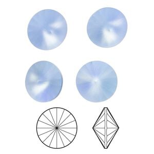 Chaton 4pk light sapphire frost foil back, Crystal Passions&reg; 12mm rivoli 1122