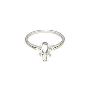 Ring, Sure-Set&trade;, sterling silver, 8x5mm 6-prong pear basket setting, size 6.5. Sold individually.