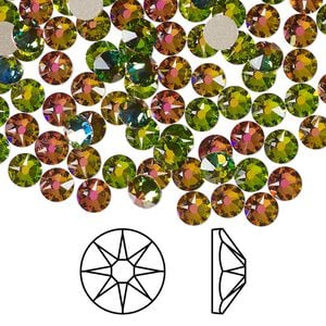 Flat back 144pk crystal vitrail medium foil back, Crystal Passions&reg; 4.6-4.8mm rose round SS20 2088