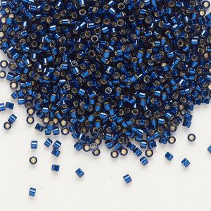 Seed bead, Delica&reg; 1pkg50g glass, #11 round, Duracoat&reg; transparent silver-lined navy blue / outside dyed (DB-2191)