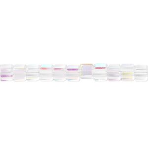 Bead, 18-facet, clear AB, 4mm faceted cube. Sold per 15-1/2" to 16" strand, approximately 100 beads.