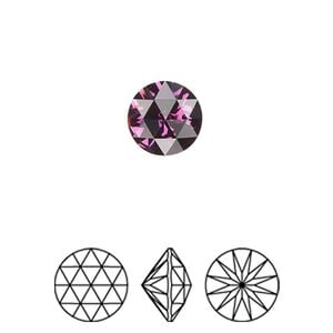 Round stone 2pk amethyst foil back, Crystal Passions&reg; 10mm rose cut round 1401