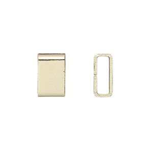 Crimp 1pkg20 gold-finished, 6x4mm flat rectangle / 5x1.5mm inside diameter, brass