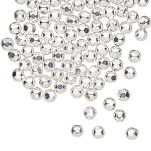 Bead 1pkg100 sterling silver, 4mm hexagon