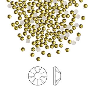Flat back 144pk acid yellow foil back, Preciosa MAXIMA Czech crystal hotfix rhinestone 1.9-2.1mm chaton rose round SS6