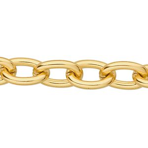 Chain 1pkg1 cable, 11mm, aluminum / anodized gold 5 foot unfinished