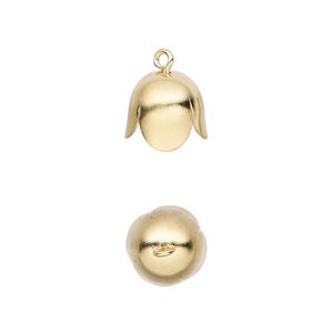 Cord end glue-in 1pkg100 gold-plated, 10x9.5mm / loop / 9mm inside diameter, brass