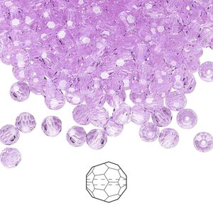 Bead 144pk violet, Preciosa Czech crystal 4mm round