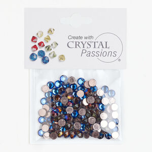 Flat back 1pkg144 meridian blue, Crystal Passions&reg; rhinestone hotfix round SS20 4.60-4.80mm