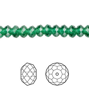 Bead 12pk majestic green, Crystal Passions&reg; 6x4mm rondelle 5040