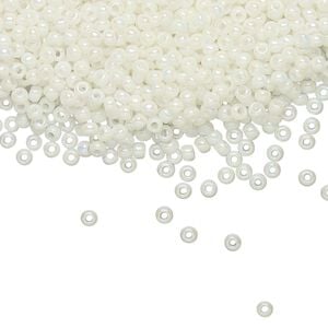 Seed bead, TOHO BEADS&reg;, glass, pkg/250g, #11 round, opaque rainbow white (TR-11-401).