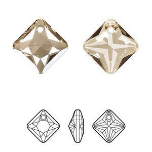 Drop 1pk crystal golden shadow, Crystal Passions&reg; 16mm pendant princess cut 6431