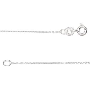 Chain 1pkg1 sterling silver cable, 0.8mm oval / springring clasp, Gossamer&trade; 24 inch