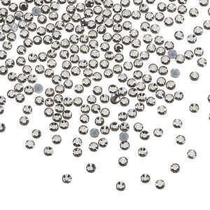 Flat back, Dance With Me&trade; crystal hotfix rhinestone, black diamond, foil back, 1.9-2.1mm rose, SS6. Sold per pkg of 144 (1 gross).