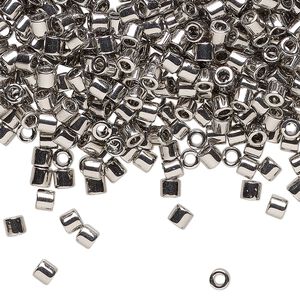 Seed bead, Delica&reg;, glass, pkg/50g, #8 round, opaque palladium-plated (DBL-0038).