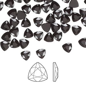 Flat back 288pk jet, Swarovski&reg; 5mm trilliant 2472