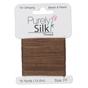 Thread, Purely Silk&trade;, chestnut, size FF. Sold per 16-yard card.