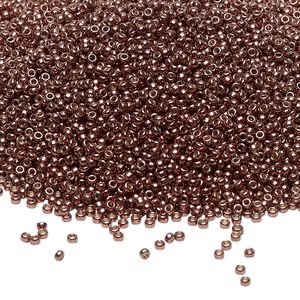 Seed bead, Miyuki 1pkg35g glass, #15 rocaille, Duracoat&reg; opaque galvanized dark mauve / outside dyed (RR-4213)
