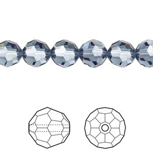 Bead 288pk denim blue, Swarovski&reg; 8mm round 5000