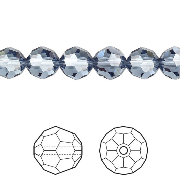 Bead 288pk denim blue, Swarovski&reg; 8mm round 5000 image number 0