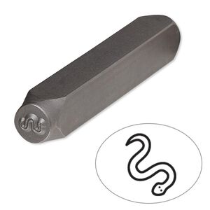Stamp punch, tempered chrome vanadium steel, 6x3.5mm snake, 2-3/4 x 3/8 inches. Sold individually.