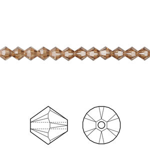 Bead 1pkg1440 light smoked topaz, Swarovski&reg; ReCreated&trade;, 4mm bicone 5328
