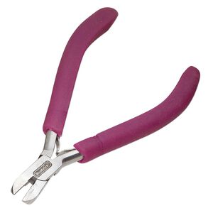 Pliers, Beadalon&reg;, semi-flush cutter, stainless steel and plastic polymer, pkg/1, purple, 5-3/4 inches.