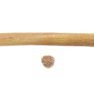 Cord, leather, natural, 6mm round. Sold per pkg of 1 yard.