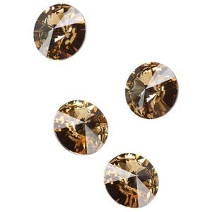 Chaton 48pk light Colorado topaz foil back, Crystal Passions&reg; 12mm rivoli 1122