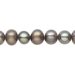 Freshwater pearl 1pkg1, semi-round, 15.5-16 inch dark peacock 8-10mm cultured