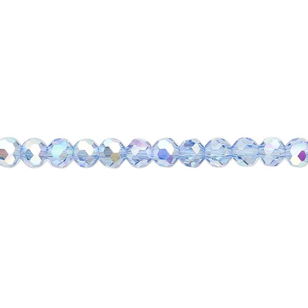 Bead 1pk 32 facets translucent light blue AB, Celestial Crystal&reg; 4mm round 15.5-16 inch image number 0