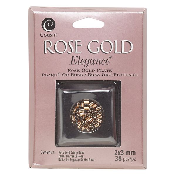 Crimp 1pkg38 rose gold-plated, 3x2mm round tube / approx 1.3mm inside diameter, copper / lacquer image number 0