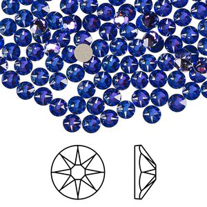 Flat back 144pk crystal heliotrope foil back, Crystal Passions&reg; 3.8-4mm rose round SS16 2088