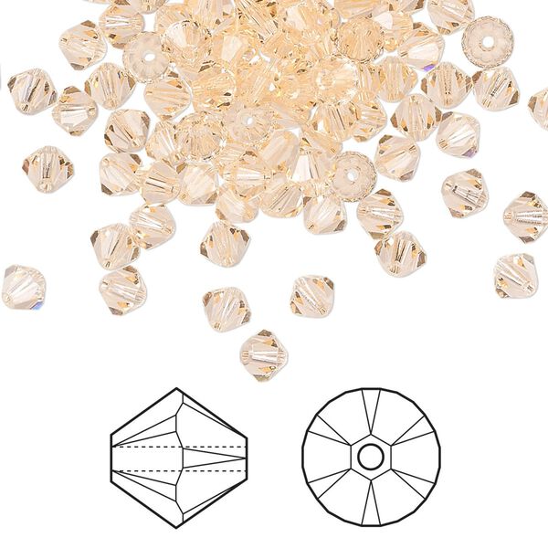 Bead 1440pk light peach, Swarovski&reg; 4mm XILION bicone 5328 image number 0