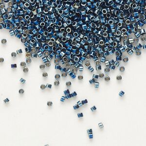 Seed bead, Delica&reg;, glass, pkg/7.5g, #11 round, opaque nickel-plated iris blue (DB-0514).