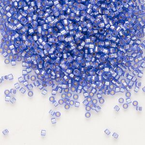 Seed bead, Delica&reg; 1pkg7.5g glass, #11 round, translucent semi-matte silver-lined purple / outside dyed (DB-0694)
