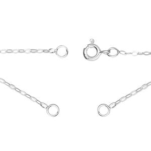 Chain 1pkg1 sterling silver cable, 1.1mm flat necklace component / 3.5mm jump ring / springring clasp, 18.75 inch