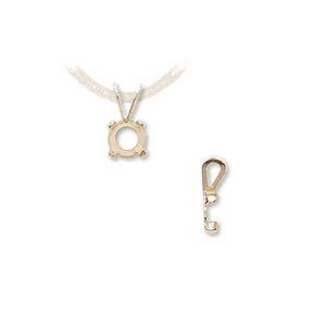 Pendant, Cab-Tite&trade;, 14Kt gold, 5mm with 4-prong round setting. Sold individually.
