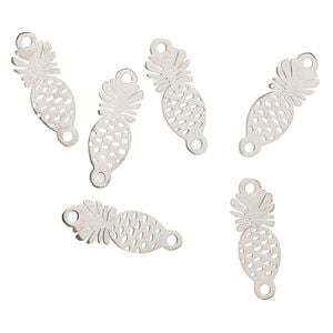 Link, stainless steel, 15.5x7.5mm pineapple. Sold per pkg of 6.
