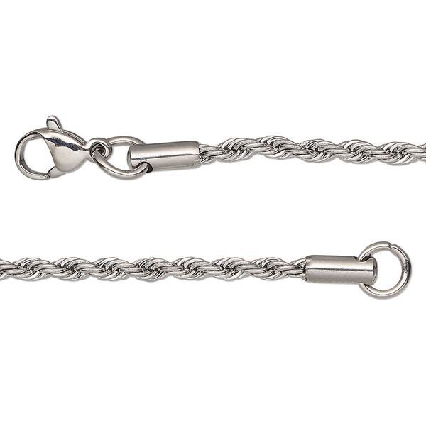 Chain 1pkg1 French rope, 2.4mm / lobster claw clasp, stainless steel 36 inch image number 0