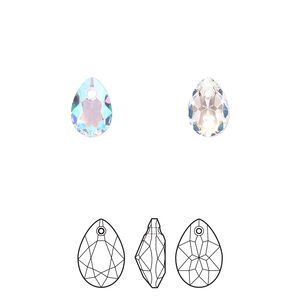 Drop 72pk crystal shimmer, Swarovski&reg; 9mm pendant pear cut 6433