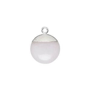 Drop 1pkg1, electroplated sterling silver and pink opal (natural), 12mm hand-cut puffed flat round