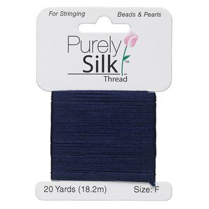 Thread, Purely Silk&trade;, navy blue, size F. Sold per 20-yard card.