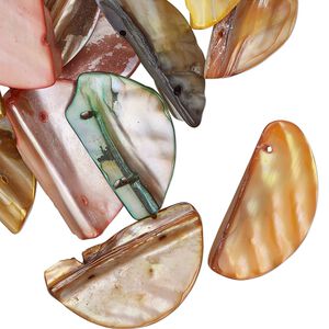 Mother-of-pearl shell 1pkg4oz, 2-hole half-moon spacer bead mix mixed AB colors 27x14mm-32x18mm