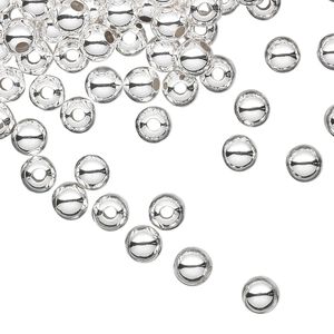 Bead 1pkg100 sterling silver, 5mm seamless round