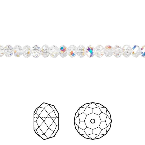 Bead 720pk crystal AB, Swarovski&reg; 4x3mm rondelle 5040 image number 0